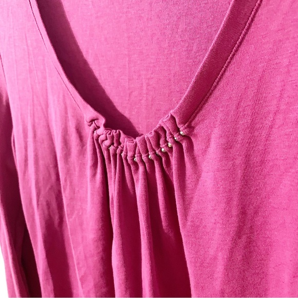 Talbots Petites Long Sleeve V-Neck Cotton Top Metal Bead Detailing at Neckline - Picture 5 of 8